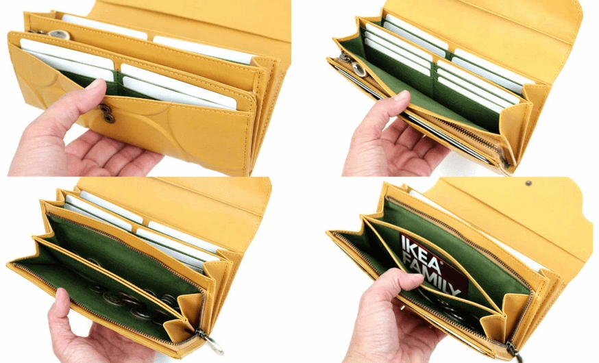 2026年の四緑木星のラッキーカラー長財布「sybilla シルクロ マスタード」の展開図